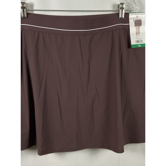 Women’s Brown Resort Skort Sz XL 2 Slash Pockets 2 Zip Pockets Pull On Stretch - Picture 10 of 12